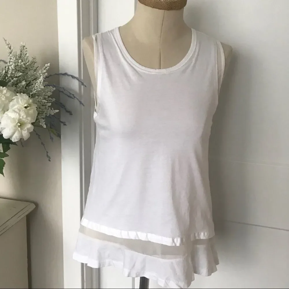 J.Crew Layered Crew Neck Shell With Zip White XS
